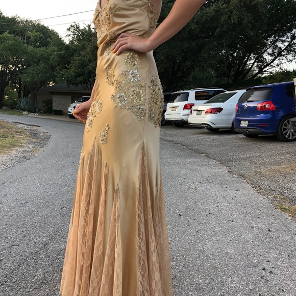 Gold Beaded Sue Wong Prom Dress - Picture 3 of 5
